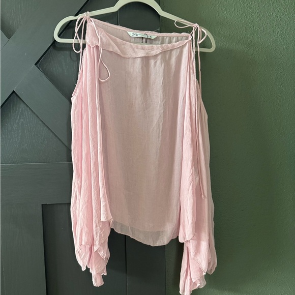 Zara Semi-Sheer Off the Shoulder Blouse - Picture 10 of 11